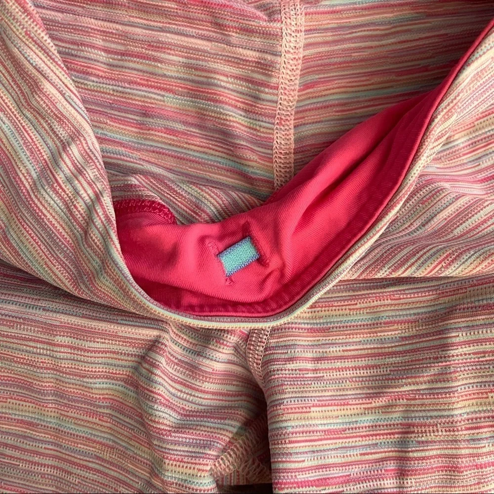 Ivivva by lululemon girls cropped leggings Sz 12 pink purple stripe multicolored